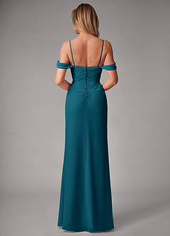 Azazie Haisley Bridesmaid Dresses Ink Blue Sheath Off the Shoulder Chiffon Convertible Dress image7