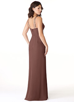 Azazie Leo Bridesmaid Dresses Espresso Mermaid V-Neck Pleated Chiffon Dress image4