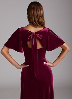 Azazie Kimber Bridesmaid Dresses Cabernet A-Line with Pockets Velvet Dress image2