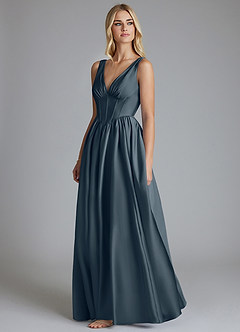 Azazie Delmie Bridesmaid Dresses Twilight A-Line Corset Stretch Satin Dress image4