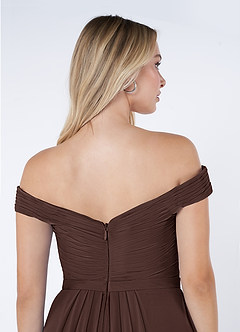 Azazie Audrianna Final Sale Burgundy A-Line Off-The-Shoulder Gathered Chiffon Convertible Dress image6