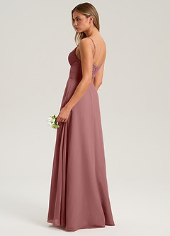 Azazie Terese Bridesmaid Dresses Desert Rose A-Line Pleated Chiffon Dress image5