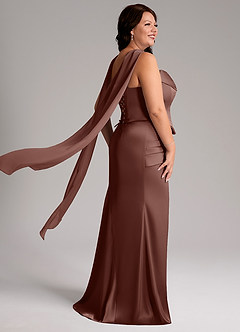 Azazie Sorrel Bridesmaid Dresses Espresso Mermaid Strapless Stretch Satin Convertible Dress image6