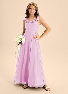 Azazie Callie Junior Candy Pink A-Line Ruched Chiffon Dress image6