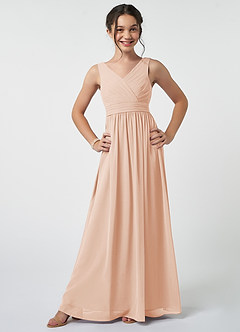 Azazie Kora Junior English Rose A-Line Pleated Chiffon Dress image1