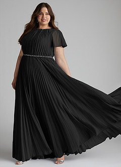 Azazie Kara Modest Bridesmaid Dresses A-Line Pleated Chiffon Floor-Length Dress image10