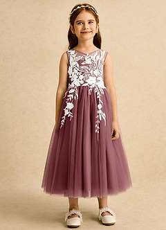 Azazie Sundae Flower Girl Dresses Desert Rose Ball-Gown Lace Dress image7