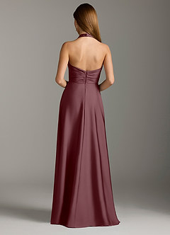 Azazie Tessie Robes de demoiselle d'honneur Robe Trapèze en Satin extensible Plissée Sangria image2