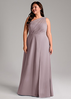 Azazie Phaedra Abiti da Damigella Abito A-Line in Chiffon Monospalla Dusk image16