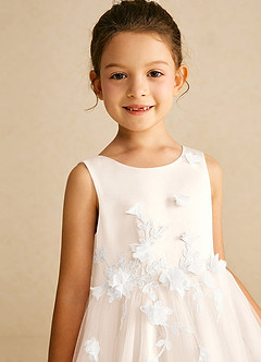 Azazie Tillie Flower Girl Dresses White Alabaster A-Line Lace Tulle Dress image4