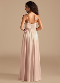 Azazie Alia Bridesmaid Dresses English Rose A-Line Pleated Metallic Satin Dress image4