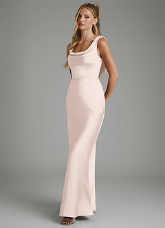 Azazie Elena Bridesmaid Dresses Blushing Pink Mermaid Pleated Stretch Satin Dress image5