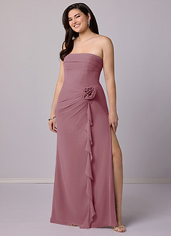 Barbie ♥ Azazie Bridesmaid Dresses Vintage Mauve Sheath Strapless Chiffon Convertible Dress image10