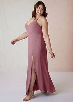 Azazie Manila Brautjungfernkleider Etui V-Hals Chiffon Kleid Vintage Mauve image9