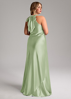 Azazie Doretta Bridesmaid Dresses Dusty Sage Mermaid Bow Metallic Satin Dress image9