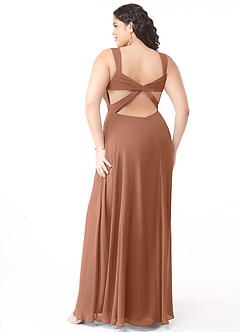 Azazie Nahrin Final Sale Matcha A-Line V-Neck Pleated Chiffon Dress image10