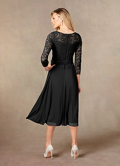 Azazie Charlee vestidos de madre de la novia Vestido de Negro de Encaje de Corte En A image5