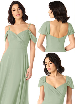 Azazie Tancie Vestidos de damas de honor Vestido de Salvia Polvorienta de Gasa de Corte en A Convertible con Vestidos sin tirantes image6