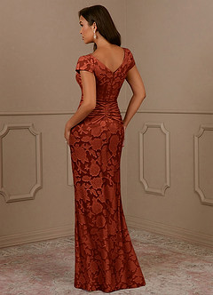 Azazie Roya Mother of the Bride Dresses Auburn Mermaid Ruched Floral Burnout Dress image3