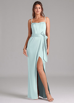 Azazie Jamie Bridesmaid Dresses Mist A-Line Strapless Stretch Satin Convertible Dress image8