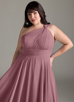 Azazie Charlize Bridesmaid Dresses Amethyst A-Line One Shoulder Chiffon Dress image12