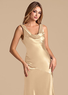 Azazie Rylina 신부 들러리 드레스 인어 메탈릭 새틴 바닥 길이 드레스 image7