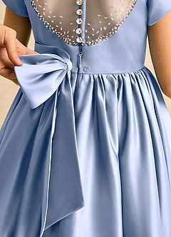 Azazie Toffee Abiti da Ragazza di Fiori Abito Stile Principessa in Raso Opaco Fiocco Ghiaccio image7