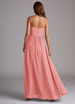 Azazie Calianna Bridesmaid Dresses Coral A-Line Off the Shoulder Chiffon Convertible Dress image5