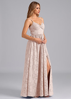 Azazie Zeya Bridesmaid Dresses Blushing Pink A-Line Bow Floral Burnout Dress image5