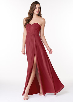 Azazie Arabella Allure Bridesmaid Dresses Pomegranate A-Line Sweetheart Neckline Chiffon Convertible Dress image3