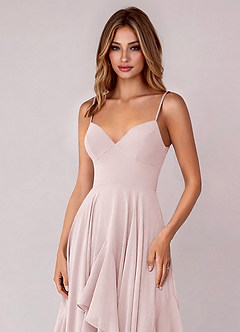 Azazie Zaina Brautjungfernkleider A-Linie Chiffon Kleid Zartrosa image2