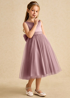 Azazie Winnie Flower Girl Dresses Dusty Rose Ball-Gown Bow Tulle Dress image6