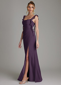 Azazie Jessamine Bridesmaid Dresses Plum Mermaid Corset Chiffon Dress image5