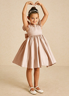 Azazie Tootsie vestidos de niña de las flores Vestido de Rosa Inglesa de Satin Mate de Corte En A con Lazo image1