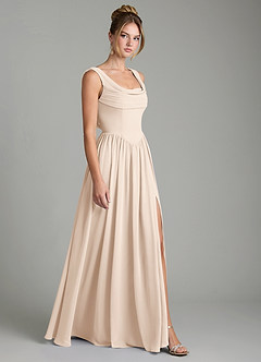 Azazie Novi Bridesmaid Dresses White Alabaster A-Line Pleated Chiffon Dress image2