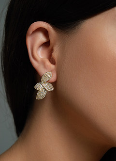 front Boucles d'oreilles en forme de feuille de diamant brillant
