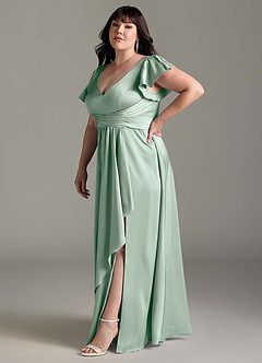 Azazie Omari Vestidos de damas de honor Vestido de Agave de Satén Elástico de Corte en A image12