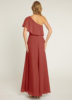 Azazie Lizzy Bridesmaid Dresses Terracotta A-Line One Shoulder Chiffon Dress image2