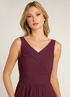 Azazie Pierrette Brautjungfernkleider A-Linie Plissee Chiffon Kleid Cabernetrot image5