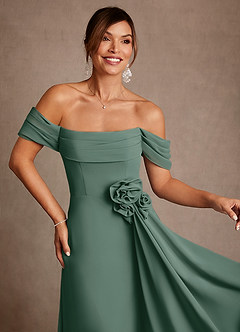 Azazie Amherst Mother of the Bride Dresses Sea Moss A-Line Off the Shoulder Chiffon Dress image6