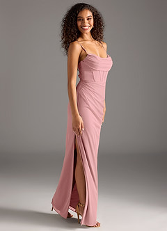 Azazie Mai Bridesmaid Dresses Dusty Rose Sheath Pleated Mesh Dress image8