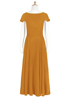 Azazie Payton Junior Butterscotch A-Line Bow Chiffon Dress image6