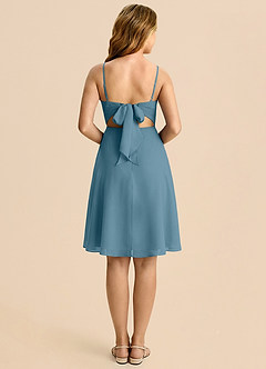 Azazie Shale Vestido de Bermudas de Gasa de Corte en A con Lazo image2