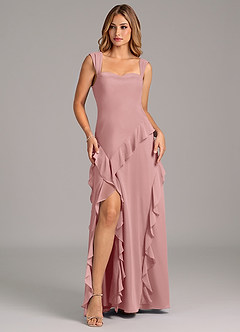 Azazie Sloane Bridesmaid Dresses Dusty Rose A-Line Sweetheart Neckline Chiffon Dress image1