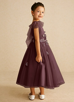 Azazie Minia Flower Girl Dresses Sangria A-Line Bow Matte Satin Dress image2