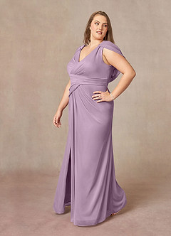 Azazie Luisa Mother of the Bride Dresses Wisteria Mermaid V-Neck Pleated Mesh Dress image10
