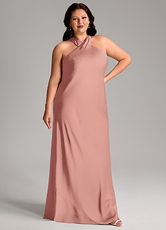 Azazie Doretta Bridesmaid Dresses Rosette Mermaid Pleated Stretch Satin Dress image9
