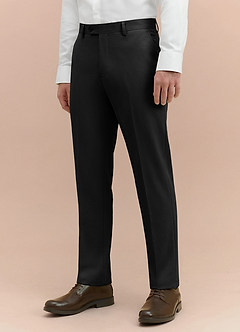 front Vincent Black Structured High Stretch Dress Pants