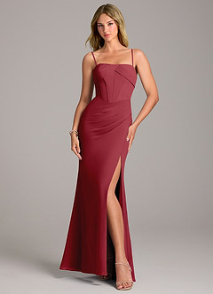 Azazie Chantel Bridesmaid Dresses Pomegranate Sheath Strapless Chiffon Convertible Dress image5