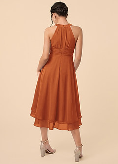 Azazie Linna Junior Cinnamon A-Line Pleated Chiffon Dress image2